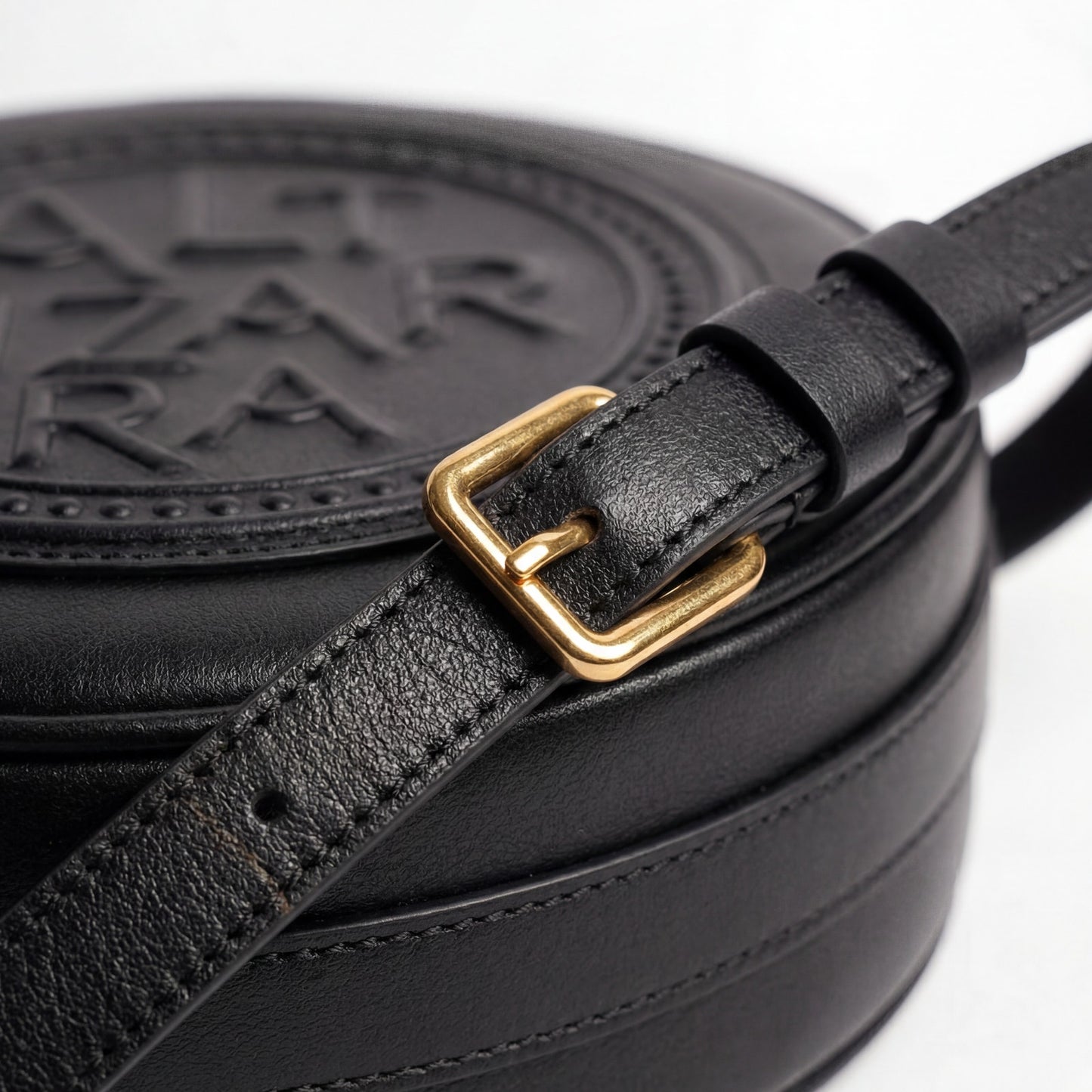 Altuzarra Medallion Coin Crossbody Bag Black Genuine Leather Embossed Logo