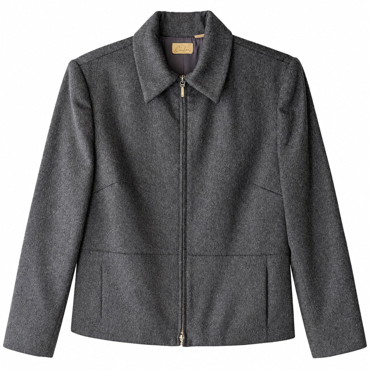 Caslon Charcoal Gray Wool Cashmere Blend Zip Front Jacket Collared Size 4