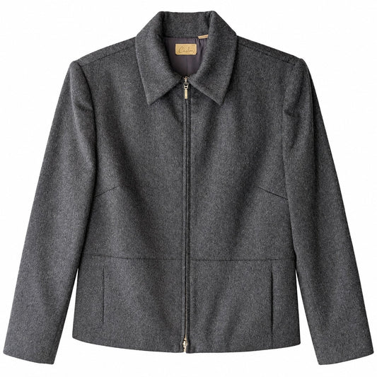 Caslon Charcoal Gray Wool Cashmere Blend Zip Front Jacket Collared Size 4