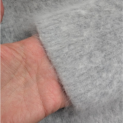 Gray Fuzzy Wool Angora Feel Cowl Neck Tunic Sweater, Oversized