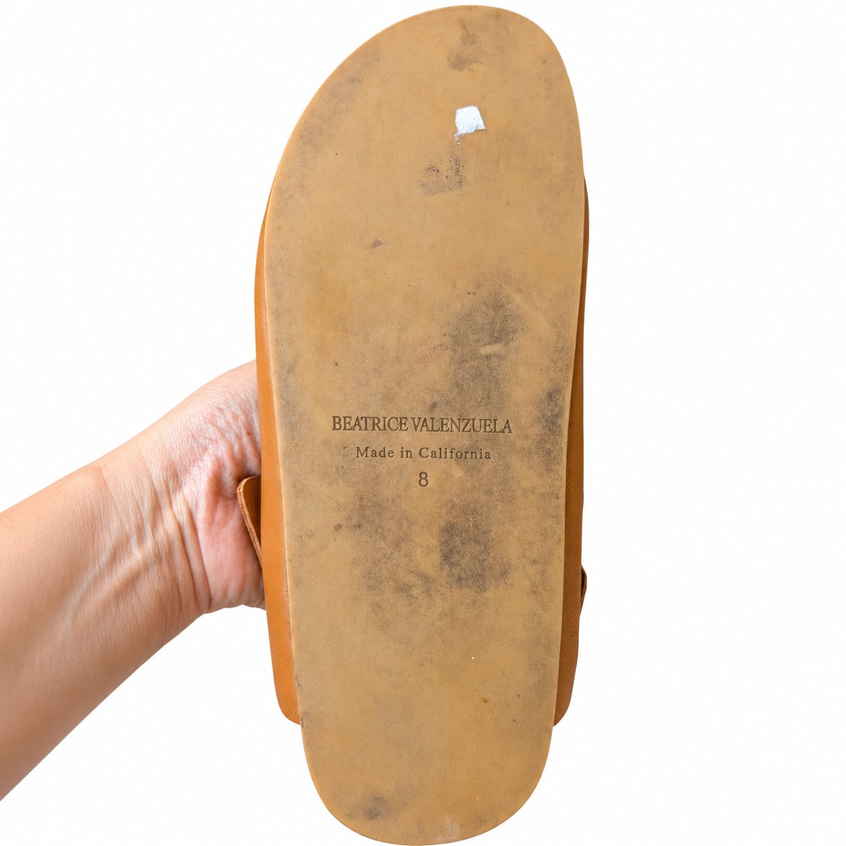 Beatrice Valenzuela Tan Leather Slingback Clogs Mules Made in California Size 8