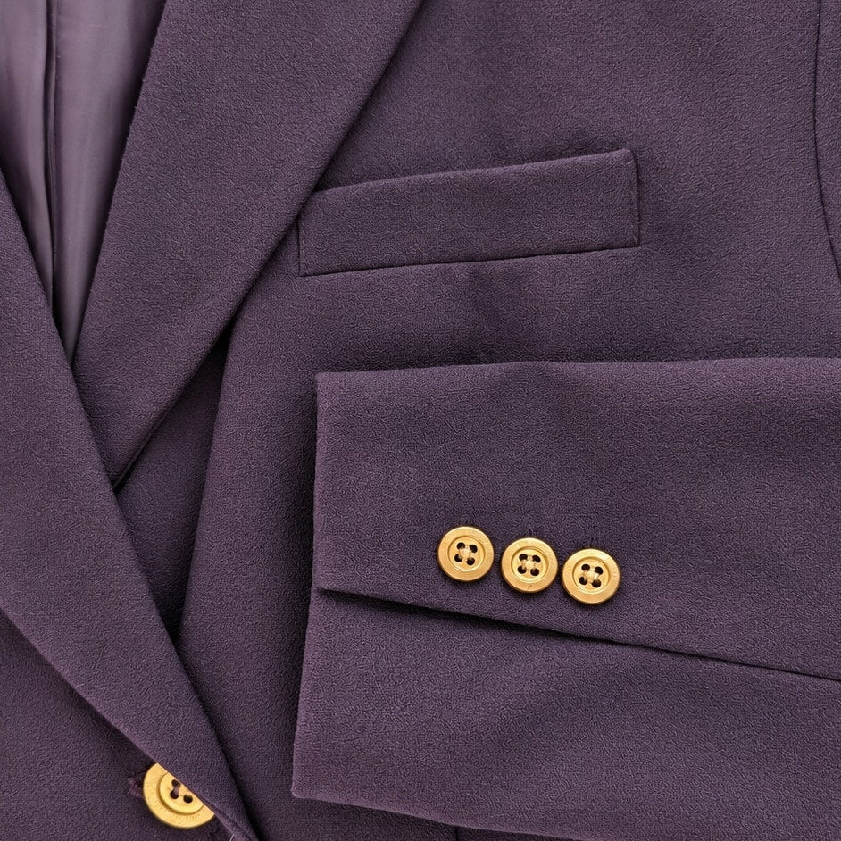 Vintage Harve Benard Plum Purple Wool Double Breasted Long Blazer Coat 18W