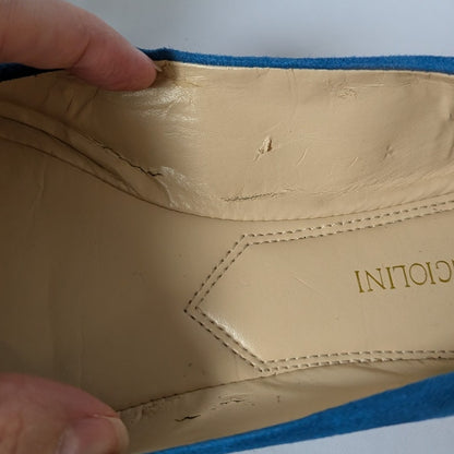 NWT 100% Genuine Leather Enzo Angiolini Eashiana Blue Suede Ballet Flats Size 8.5 M