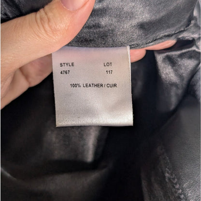 Margaret Godfrey Black Genuine Leather Midi Pencil Skirt Front Slit Size 10