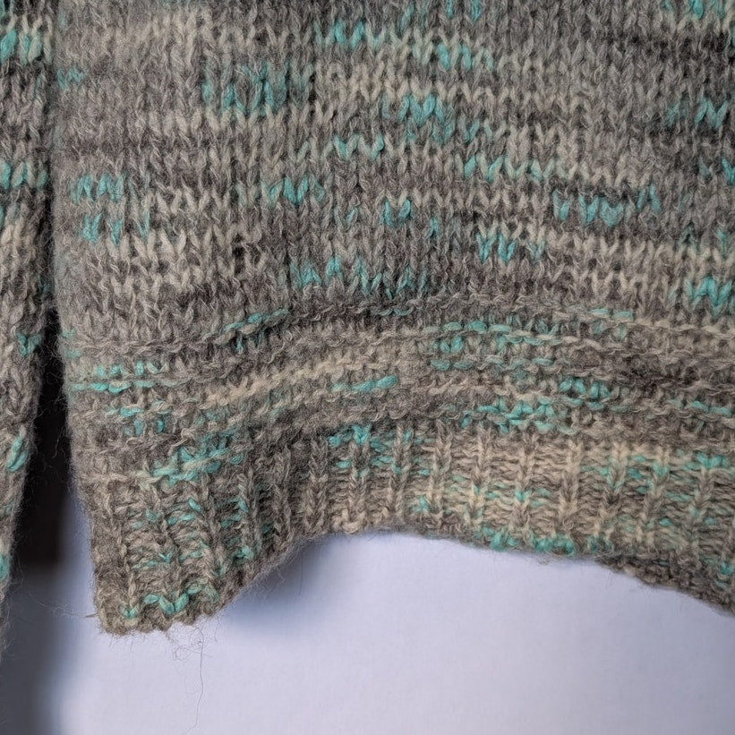Theory Wool Alpaca Blend Space Dye Crew Neck Sweater, Gray Mint, Size S/P