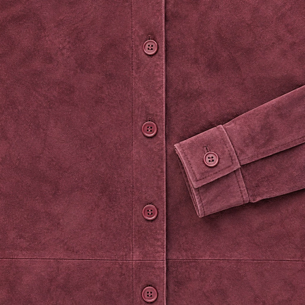Brandon Thomas Genuine Leather Shirt Jacket Size S Burgundy