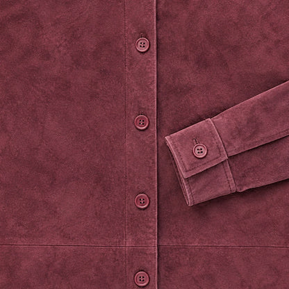 Brandon Thomas Genuine Leather Shirt Jacket Size S Burgundy