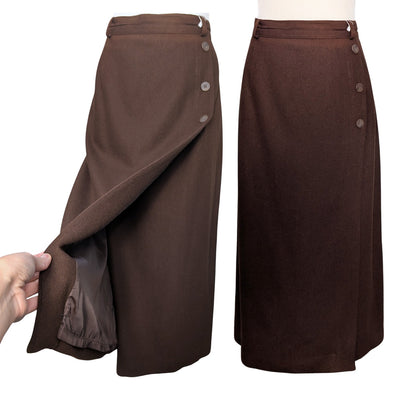 100% Wool Maggie McNaughton Brown Wool Blazer Skirt Suit 18W