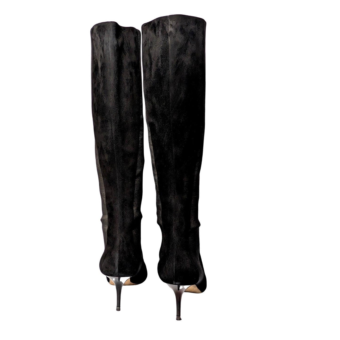 Jimmy Choo Faith 85 Black Suede Ankle Boots with Stretch Panels IT 37.5
