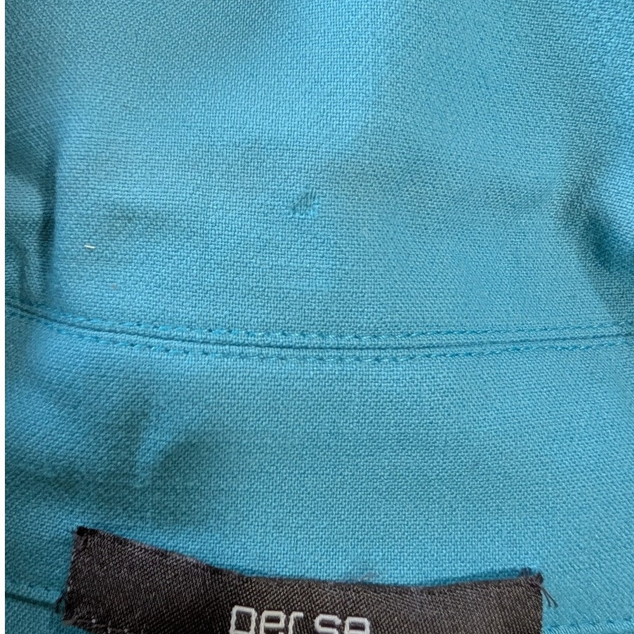 NWT Per Se Teal Double-Breasted Cropped Jacket | Cowl Neck | Bell Sleeves | 98% Wool