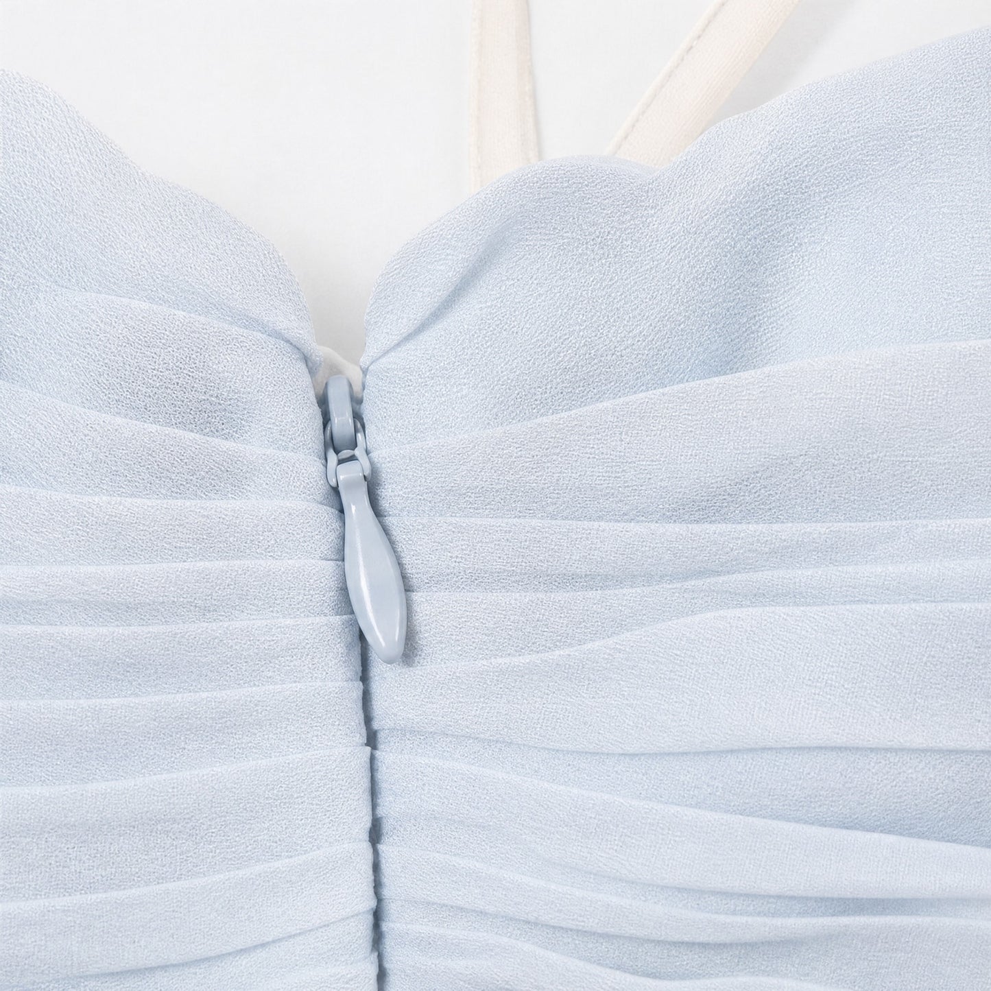 100% Silk  Pamella Roland Ice Blue One-Shoulder Pleated Chiffon Gown | Boned Bodice | Formal