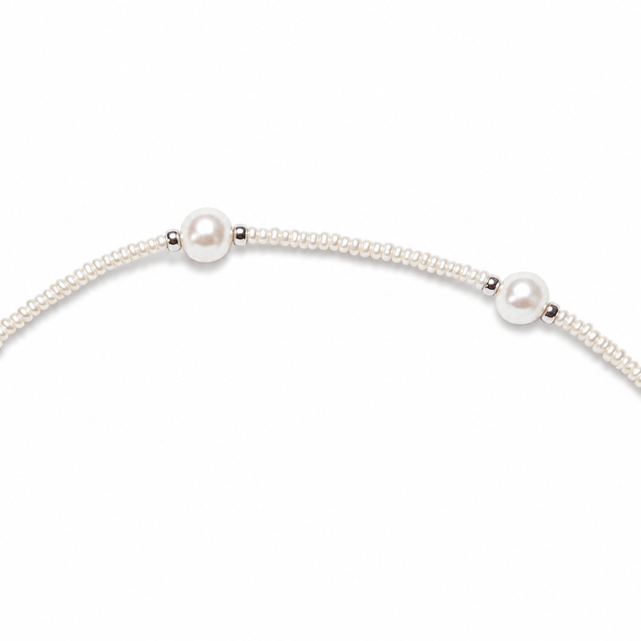 Natural Pearl Station Necklace 925 Sterling Silver 17" White