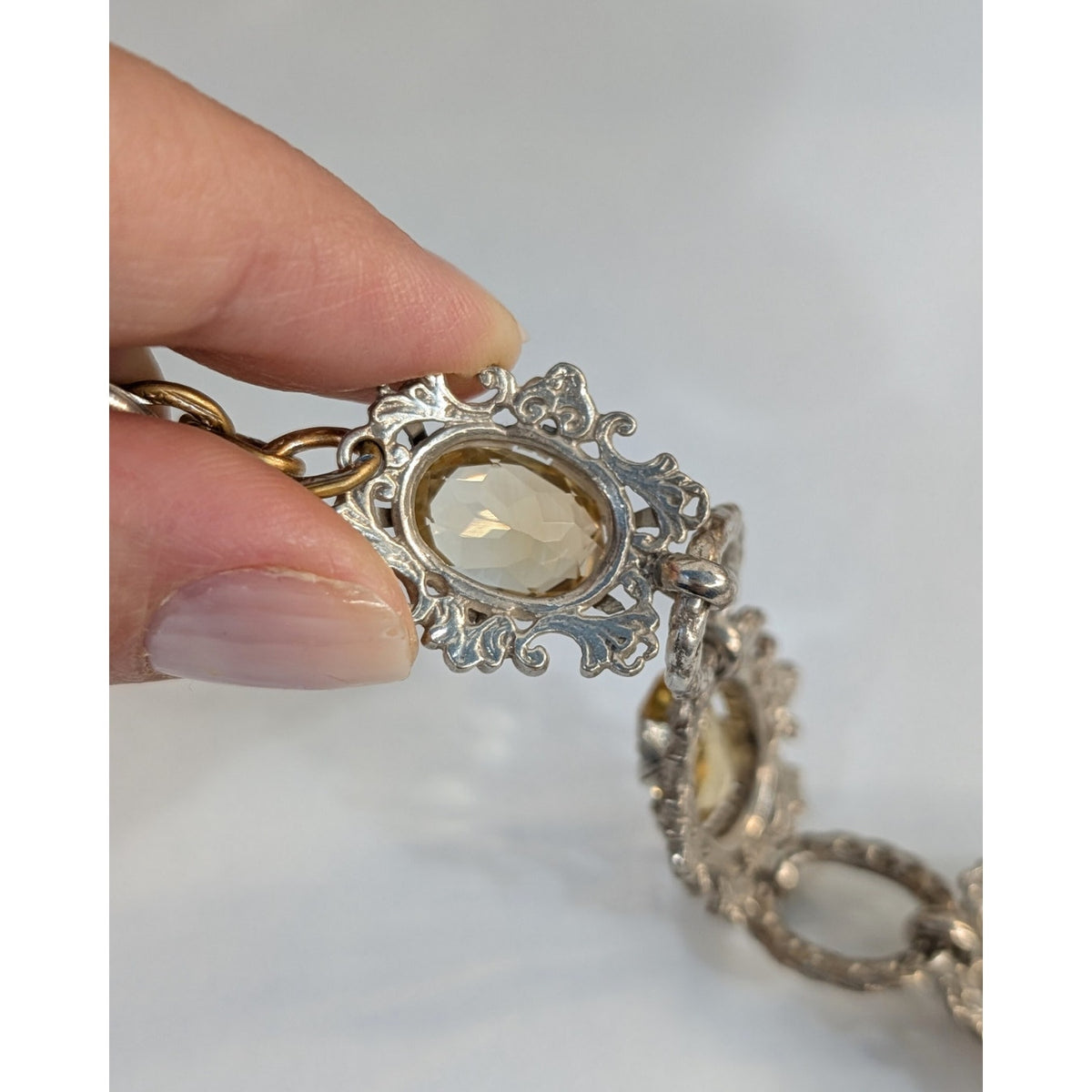 Vintage Natural Citrine Bracelet in 850 Silver