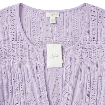 NWT 100% Silk Crochet J. Jill Lavender Lace Silk Open-Front Duster Cardigan |
