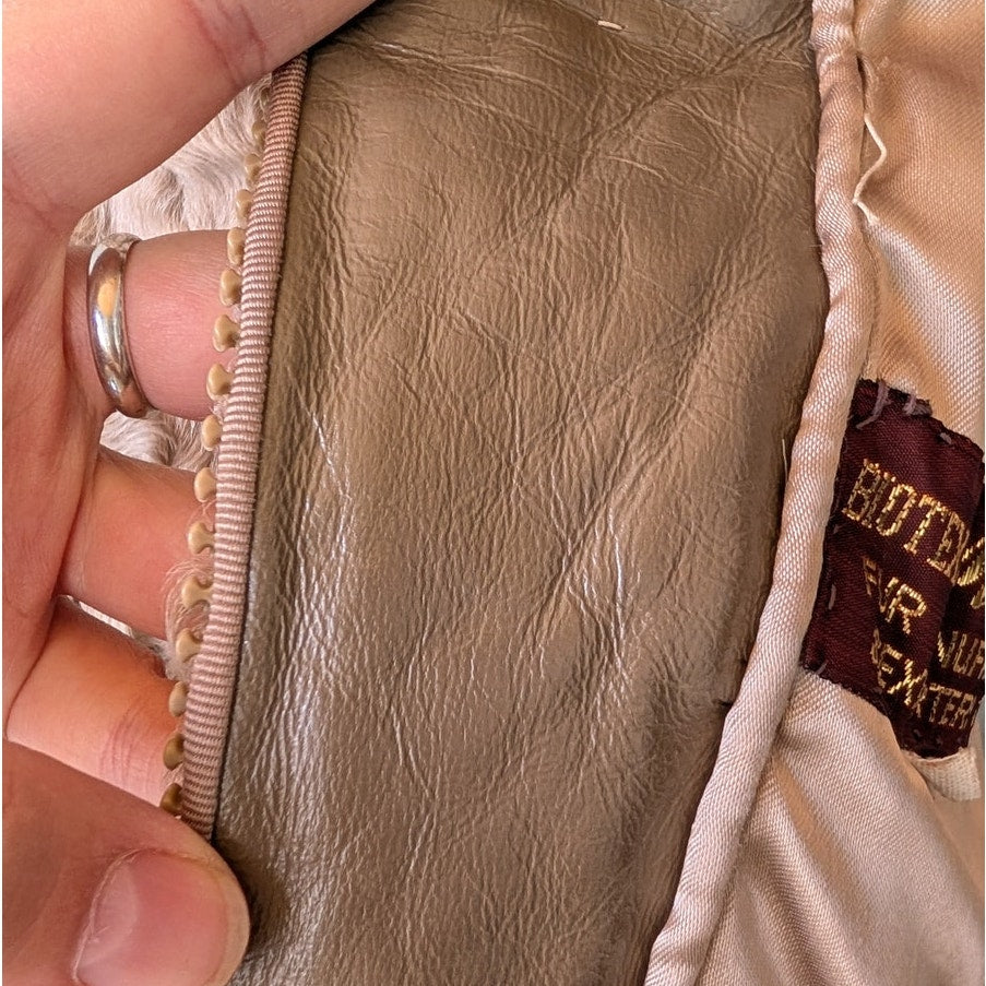 Vintage Tan Persian Lamb Fur Jacket Genuine Curly Lamb Zipper