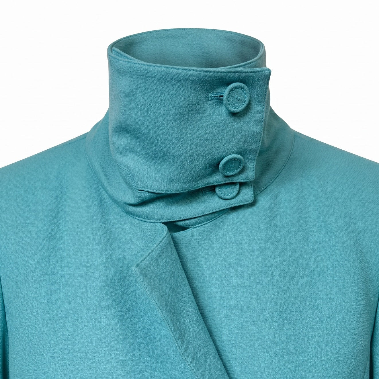 NWT Per Se Teal Double-Breasted Cropped Jacket | Cowl Neck | Bell Sleeves | 98% Wool