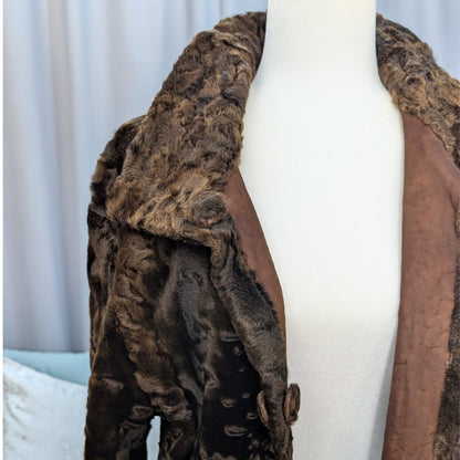 Auburn Brown Lamb Shearling Reversible Jacket Genuine Fur & Leather