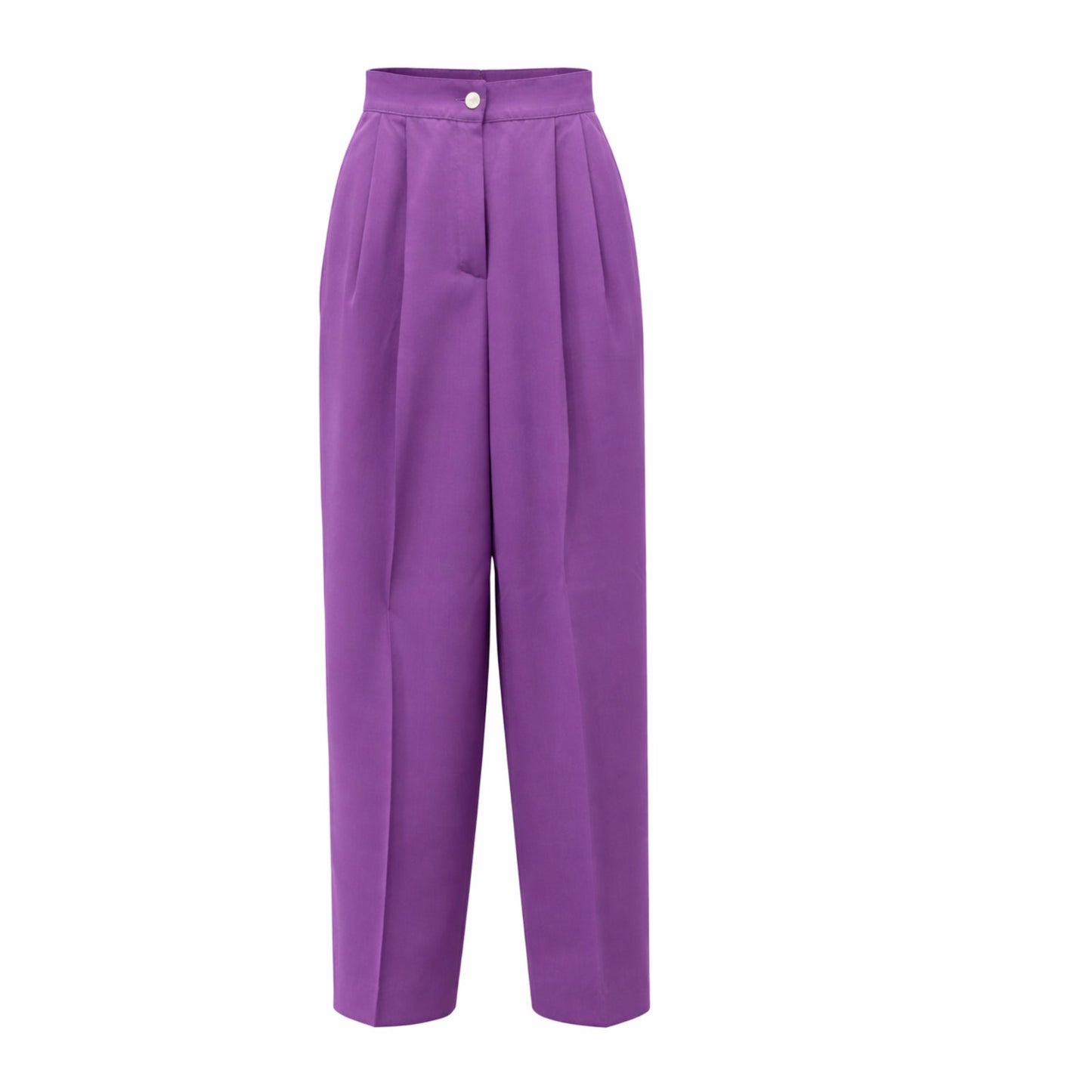 Purple Double Breasted 100% Italian Wool Pantsuit — Mother of Pearl Buttons