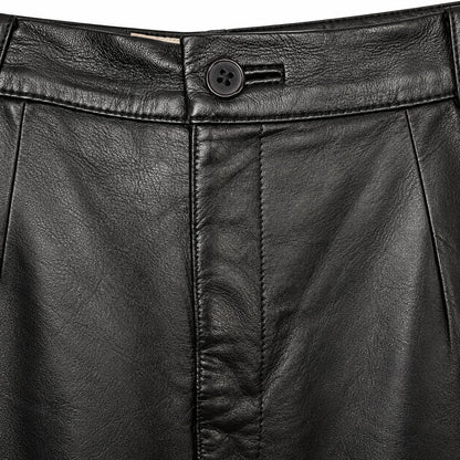 Margaret Godfrey Black Genuine Leather Midi Pencil Skirt Front Slit Size 10