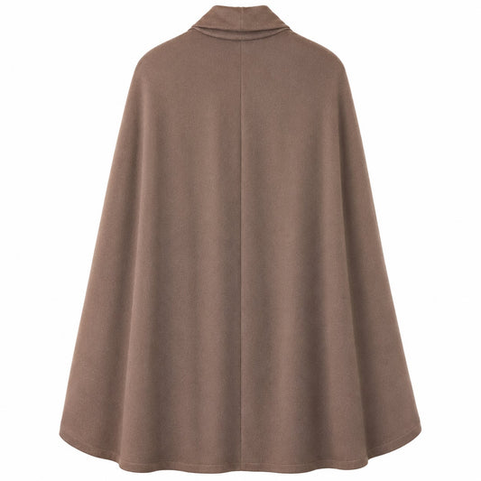 Handmade 100% Wool Cape Coat Taupe Brown