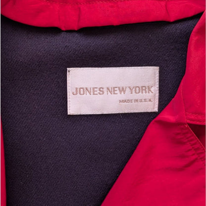 Vintage Jones New York Red Trench Coat Belted Zip Out Wool Liner Made in USA
