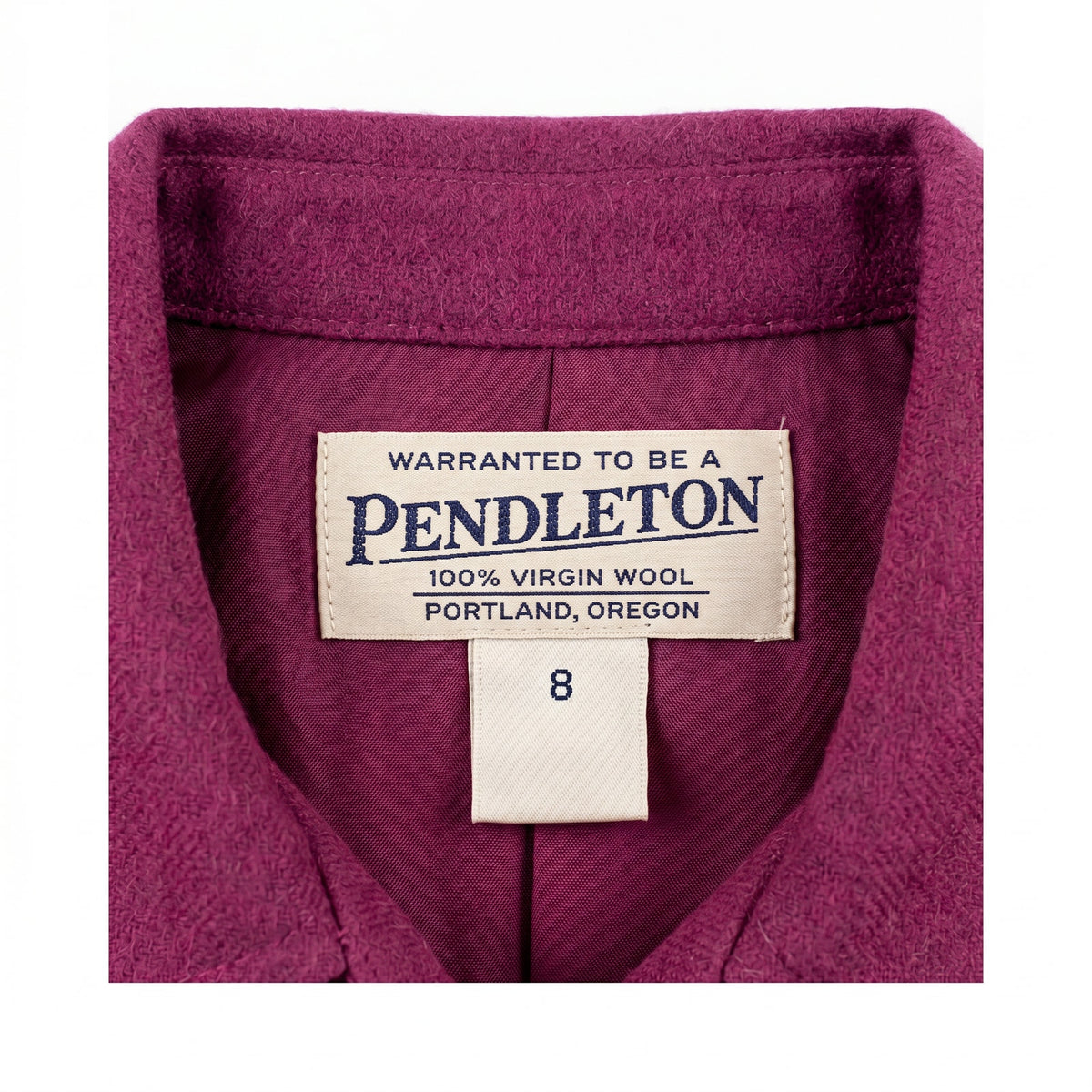 Pendleton 100% Virgin Wool Button Front Shirt Jacket, Berry Magenta, Size 8