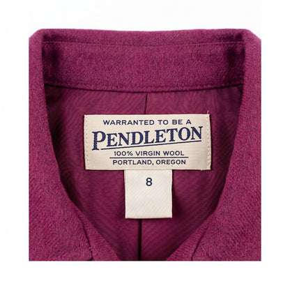 Pendleton 100% Virgin Wool Button Front Shirt Jacket, Berry Magenta, Size 8