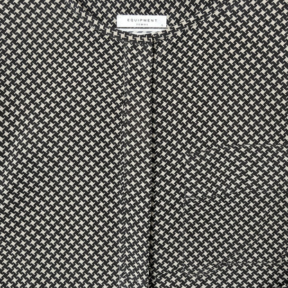Equipment 100% Silk Houndstooth Blouse | Size S | Black & Grey | Long Sleeve |