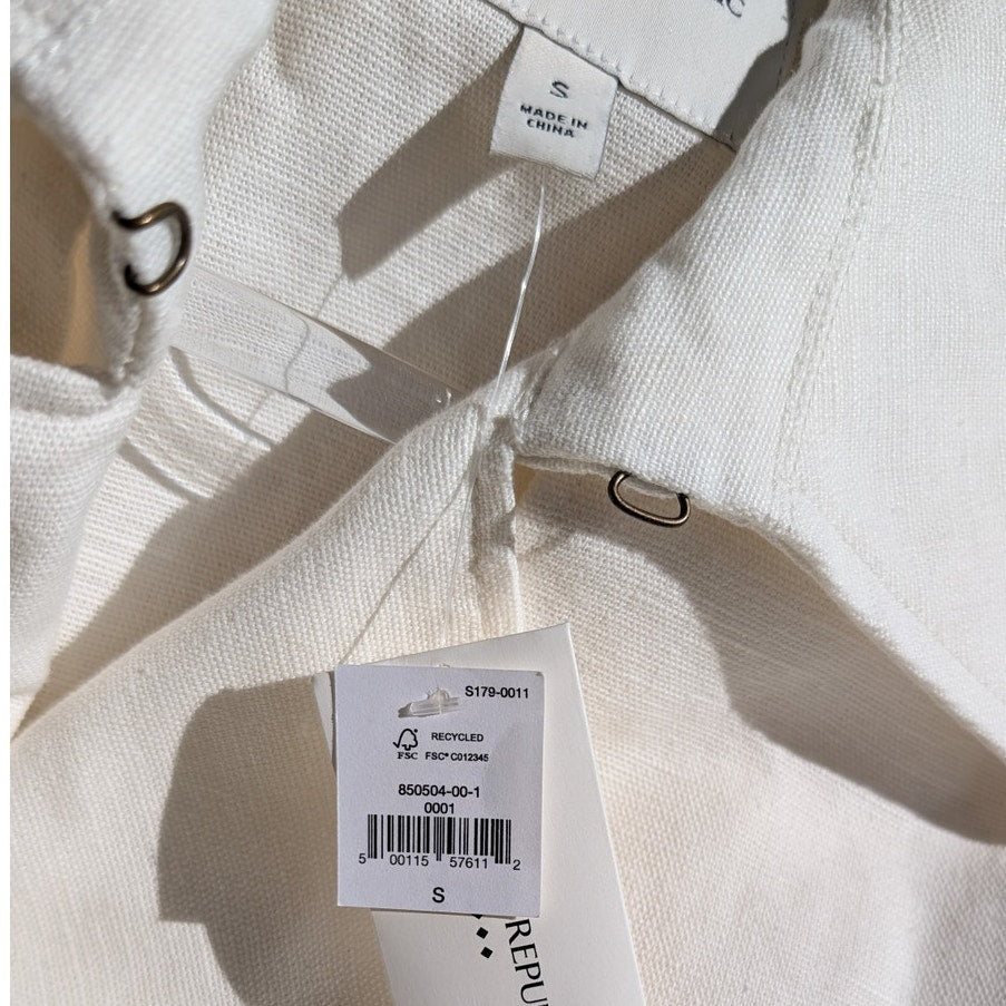Banana Republic Ivory Linen Cotton Trench Coat Belted Double Breasted S NWT