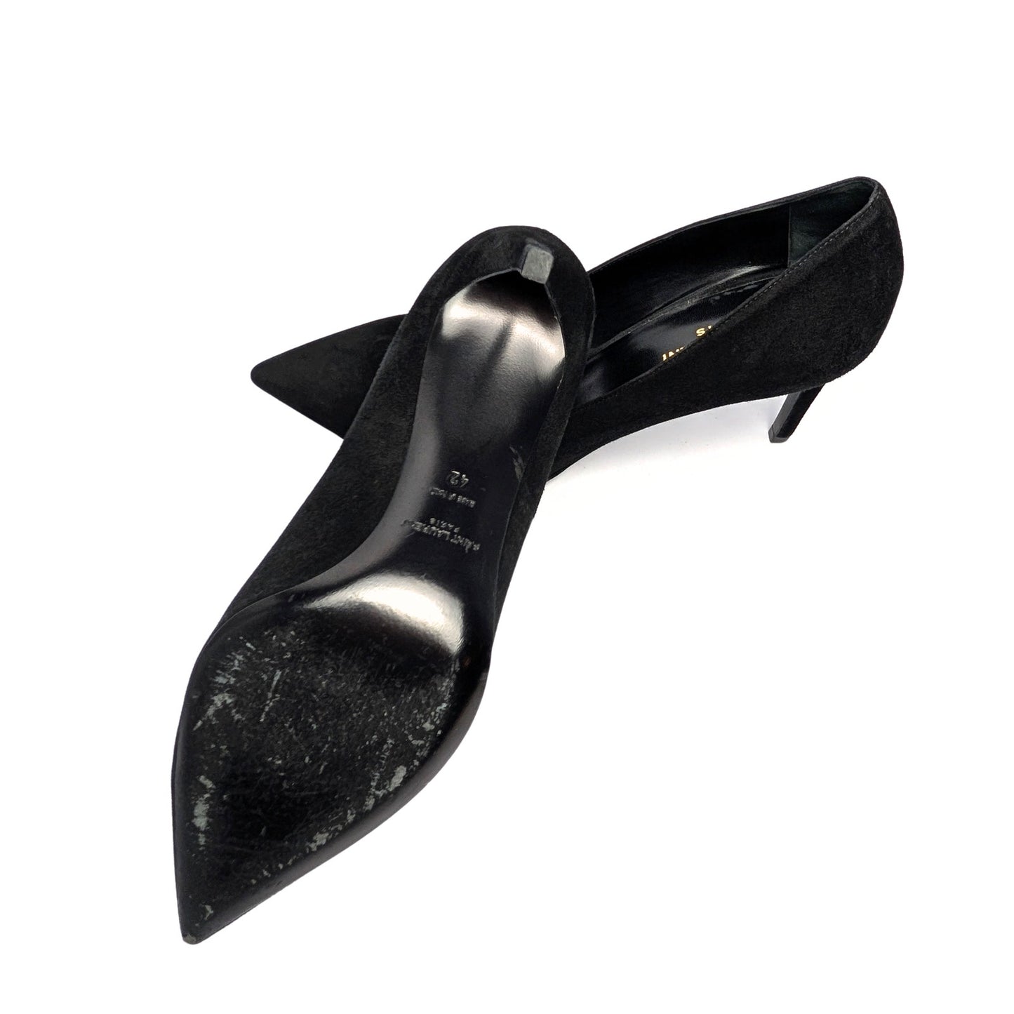 Saint Laurent Zoe 85 Black Suede Pointed Toe Stiletto Pumps IT 42