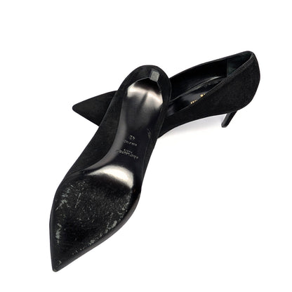 Saint Laurent Zoe 85 Black Suede Pointed Toe Stiletto Pumps IT 42
