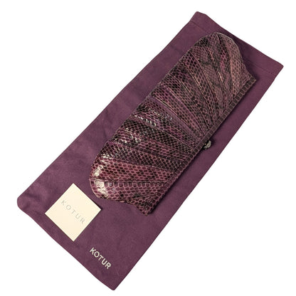 100% Genuine Snake Skin Kotur Purple Clutch Evening Bag with Dust Bag