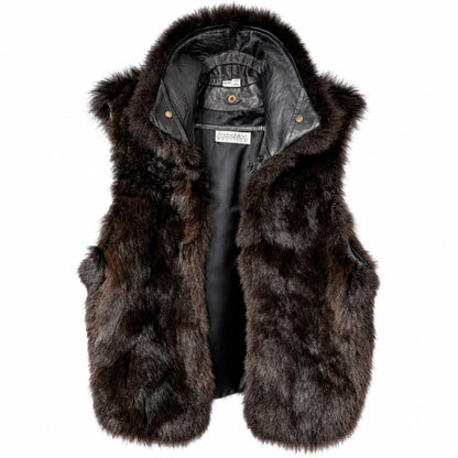 Vintage Andrew Marc Genuine New Zealand Opossum Fur Leather Vest M