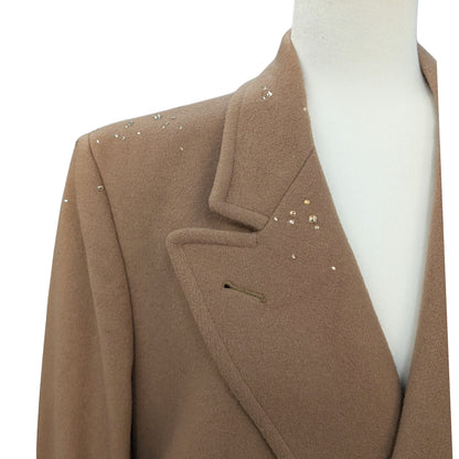 Tempo Europe by London Fog Camel Wool Coat with Austrian Crystal Embellishment