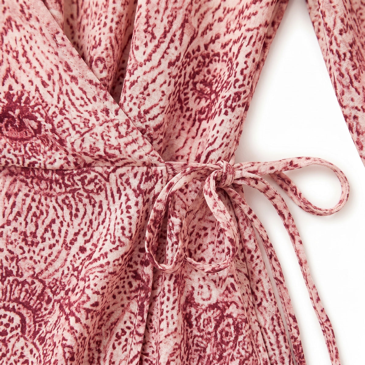 VILA Clothes Violika Pink Raspberry Medallion Print Wrap Midi Dress | EU 36 | Lined