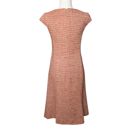 Max Mara Italian Tweed A-Line Dress Tan Terracotta Metallic Thread