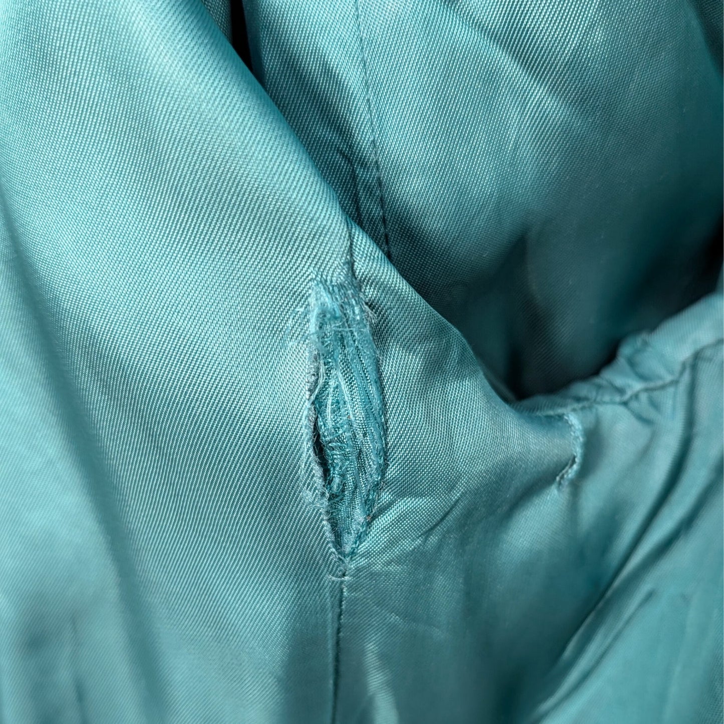 Vintage Teal Wool Double-Breasted Coat with Austrian Crystal Detail