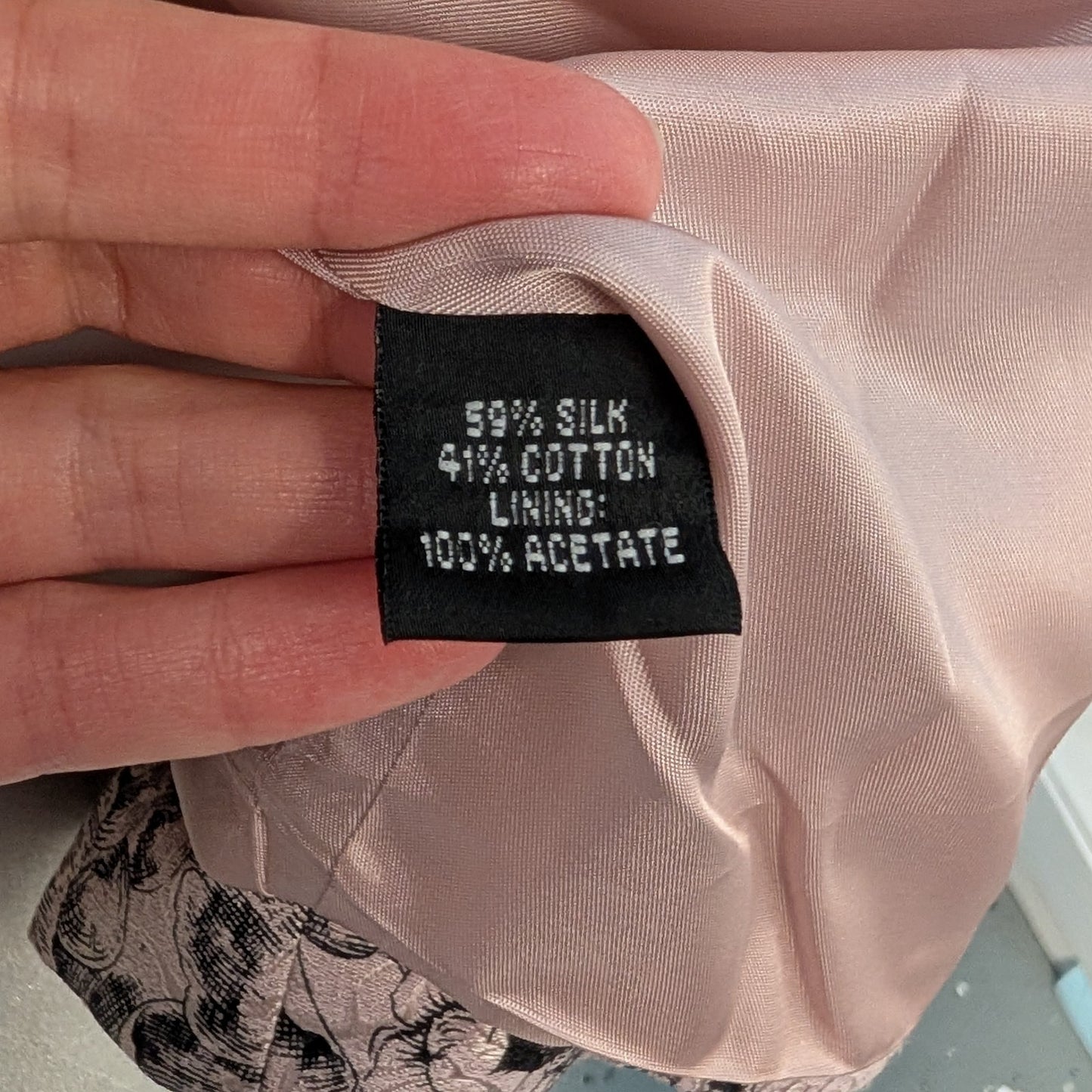 Silk Cotton Floral Blazer Pearly Pink Satin Sheen NWT