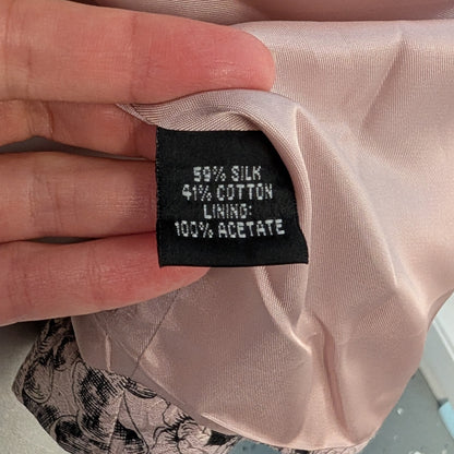 Silk Cotton Floral Blazer Pearly Pink Satin Sheen NWT