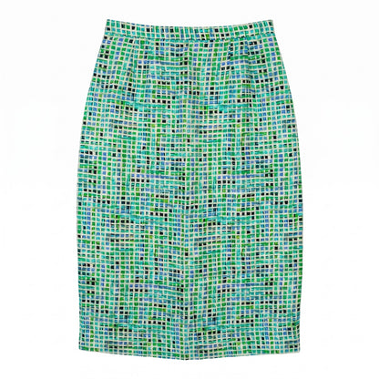 100% Silk Adriana Papell Mosaic Tile Print Pencil Skirt 6P