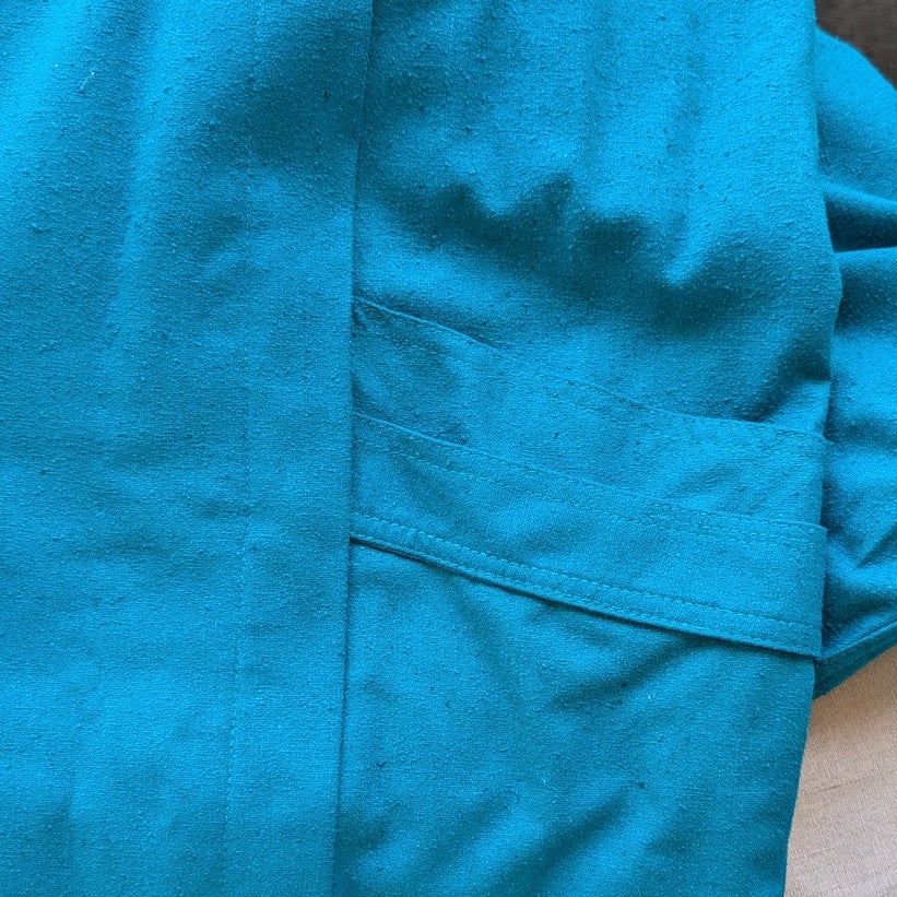 Vintage Naturelle George Georgiou Teal 100% Silk Jacket Brooch Made Cyprus L