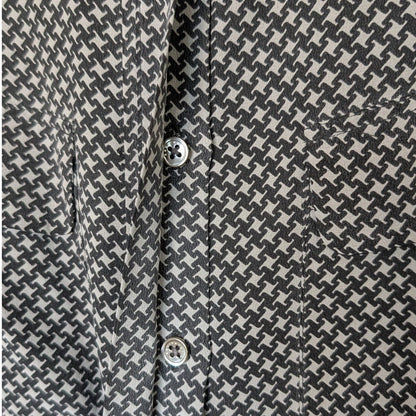 Equipment 100% Silk Houndstooth Blouse | Size S | Black & Grey | Long Sleeve |