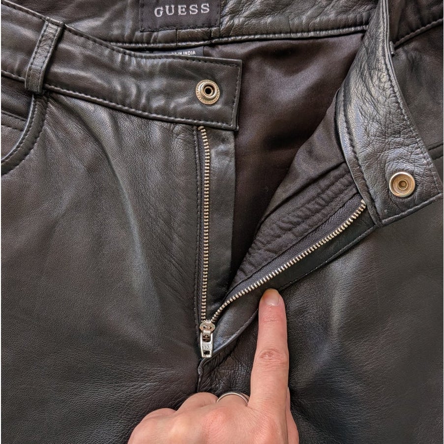 GUESS Black Genuine Leather Pants