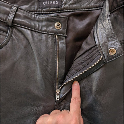 GUESS Black Genuine Leather Pants