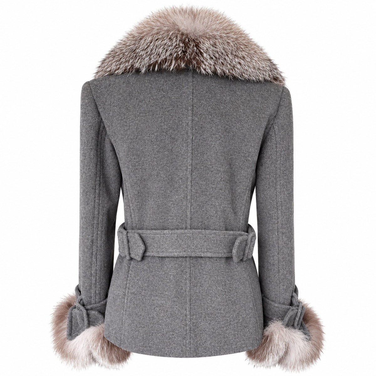 Vintage Oscar de la Renta Wool Cashmere Genuine Fox Fur Jacket US 4