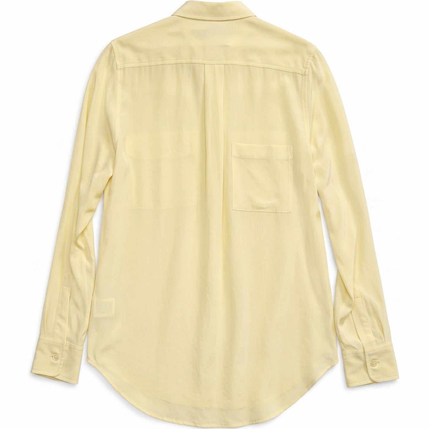 100% Silk Equipment Femme Fresh Yellow Silk Blouse Signature Dual Pocket Button-Down