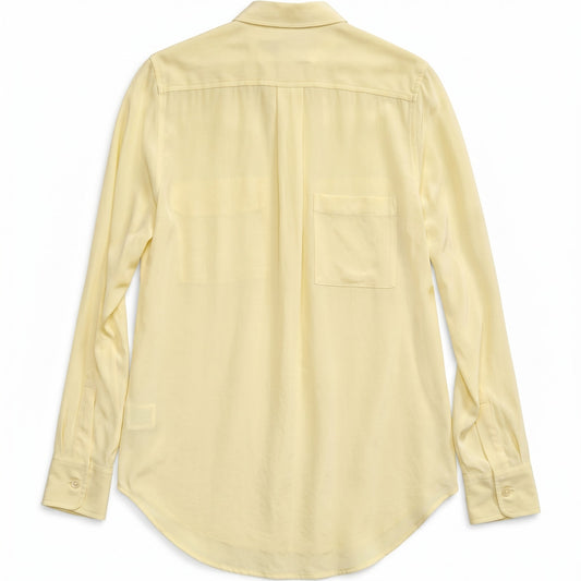 100% Silk Yellow Button-Down Blouse Equipment Femme | Dual Pocket | XS, S