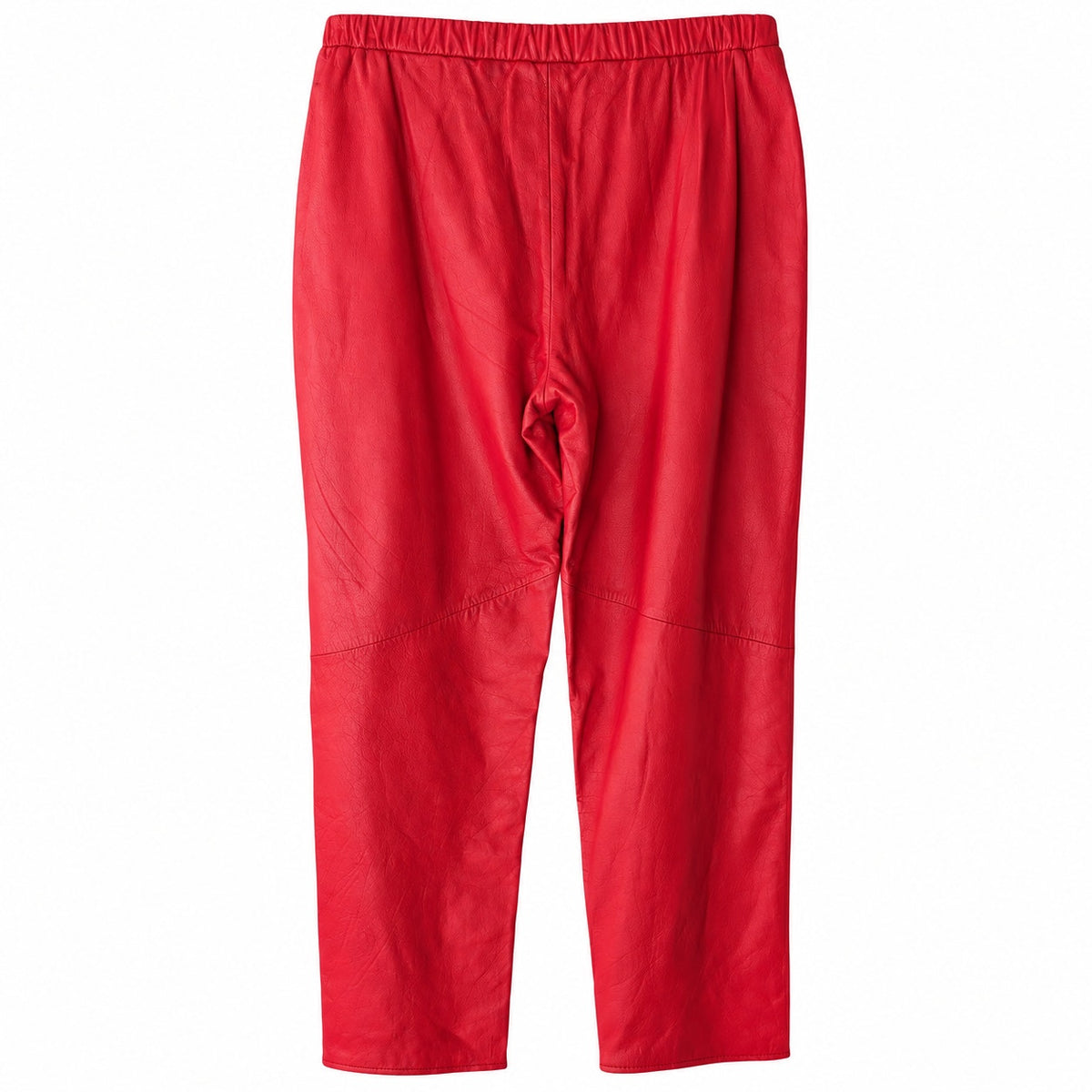 Vintage Red Leather Pants Pull On Elastic Waist Lined Size M
