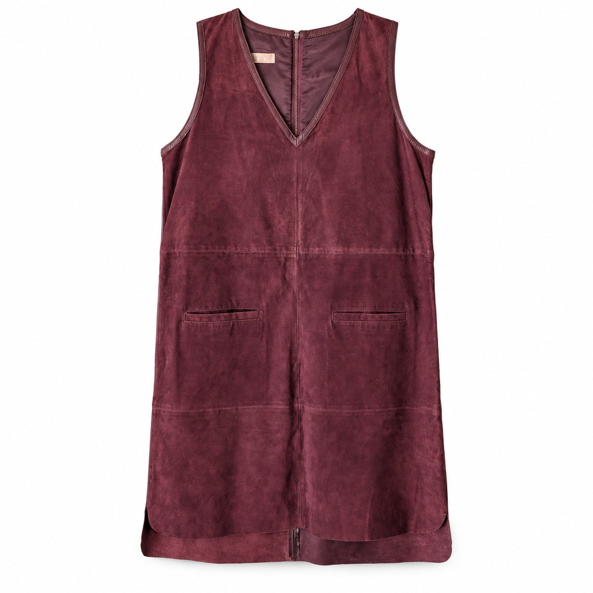 NWT Stefanel Lamb Leather Suede Dress US 6 Burgundy