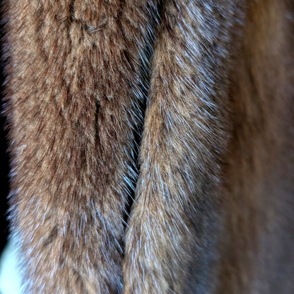 Vintage The Evans Genuine Mink Fur Jacket Brown Notched Collar Mid Length